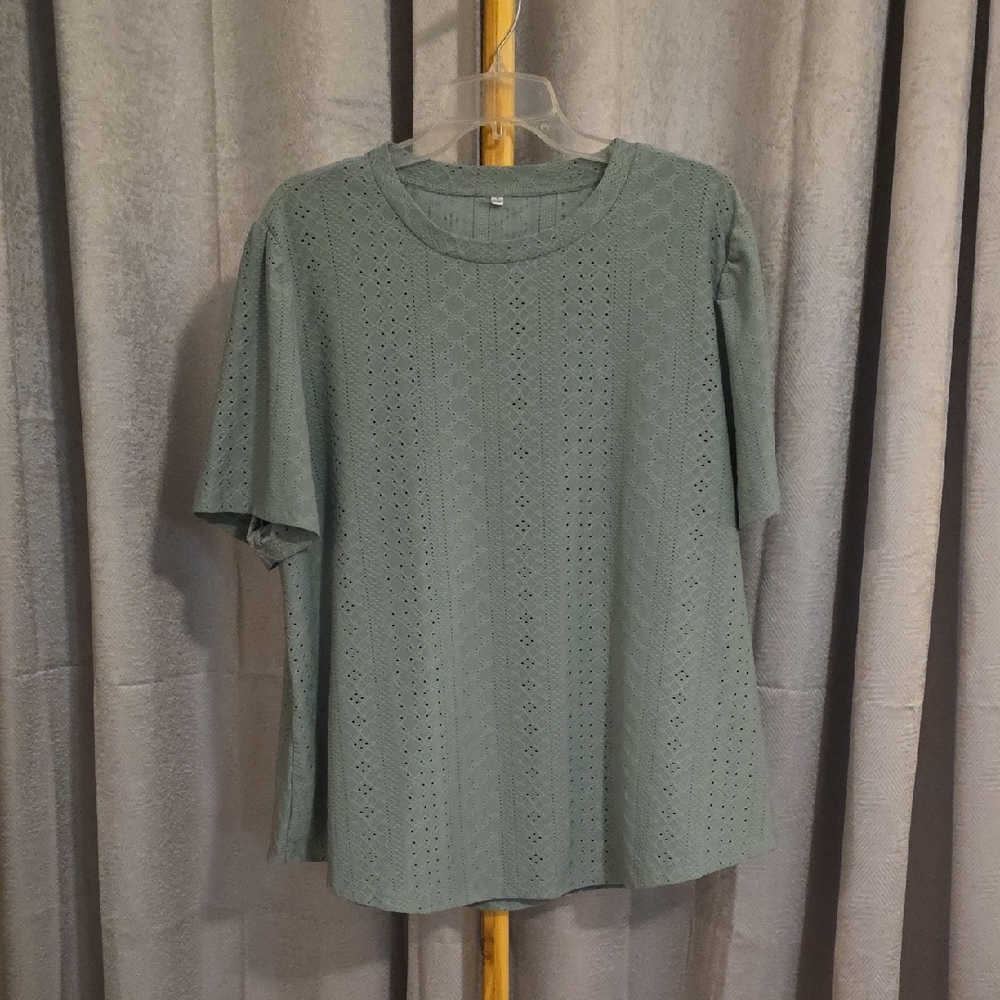 BloomChic Green Eyelet Blouse